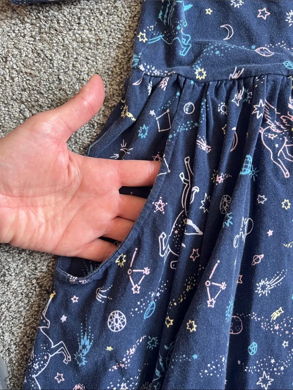 Hanna Andersson Navy Unicorn & Stars Twirl Dress
